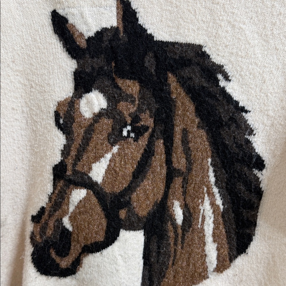 Belldini Cream and Brown Horse Design Sweater - Picture 3 of 6
